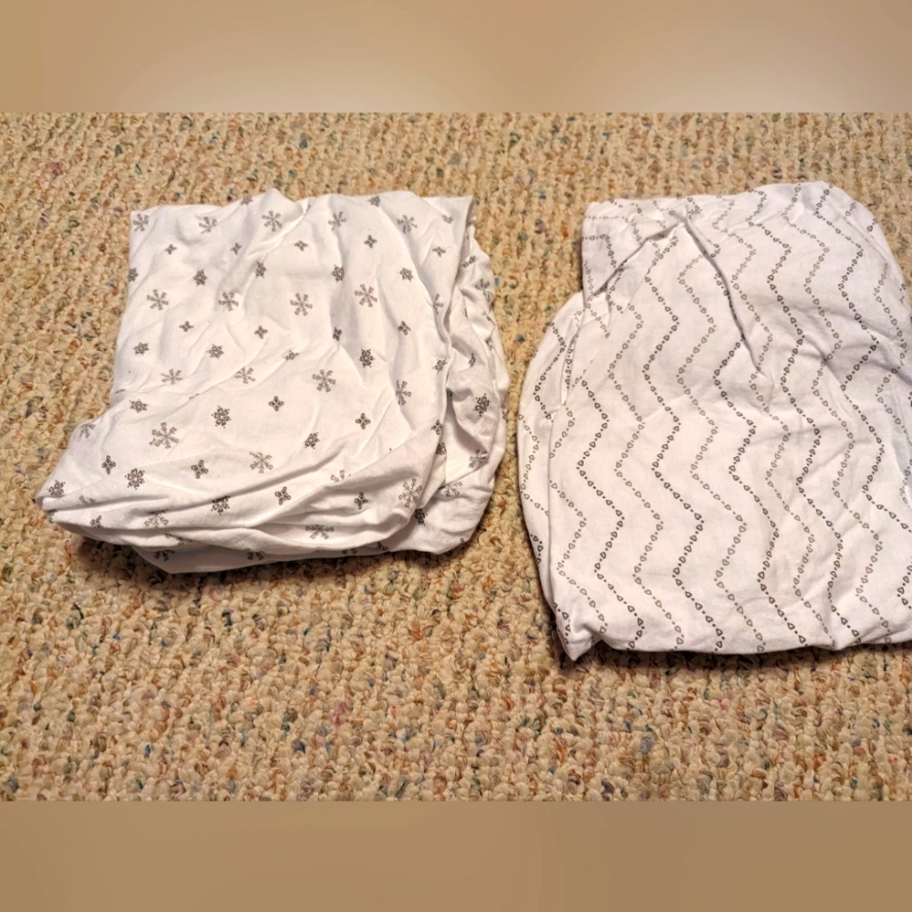 Gray and White Sheets for Guava Lotus Travel Crib